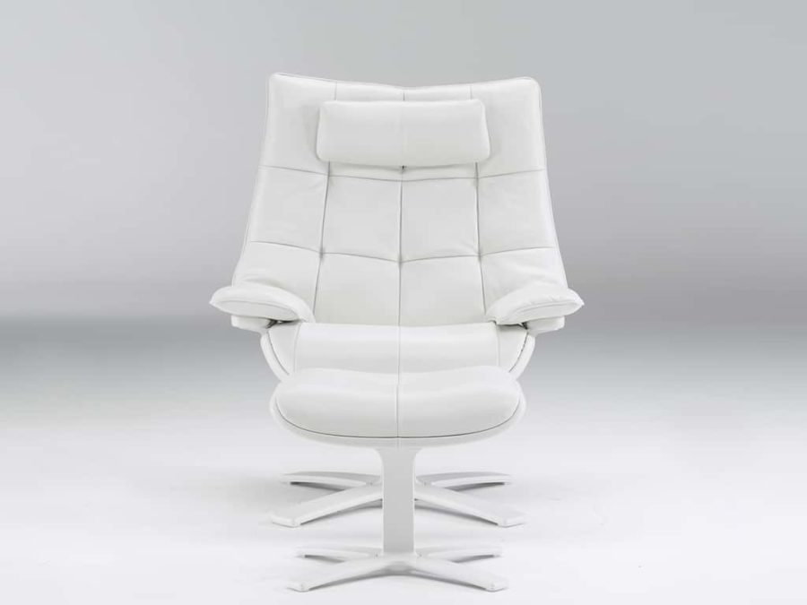 Natuzzi Re-Vive Quilted Queen White Recliner - Image 3