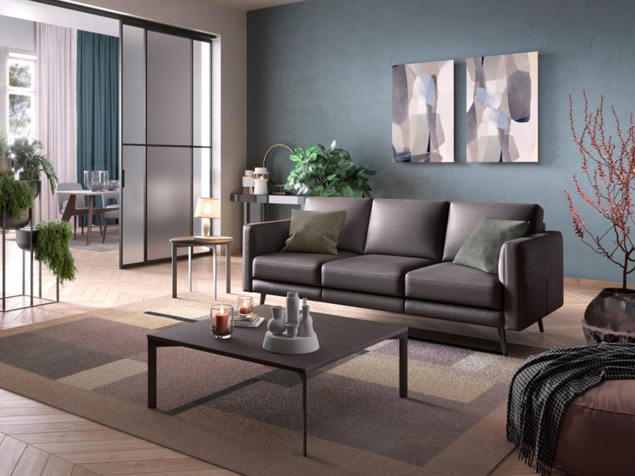 C092 Destrezza sofa dark grey room view