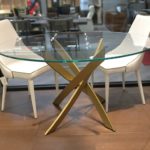 Bontempi Barone Table Round Transparent Glass Gold Finish