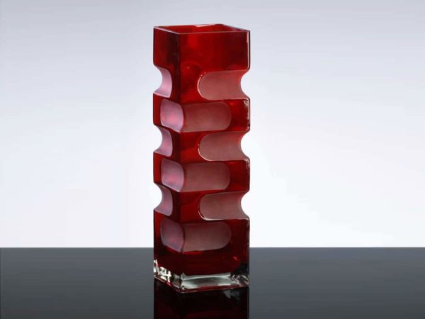 Cyan Ruby Etched Vase LRG