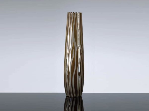 Cyan Mocha Etched Vase MED