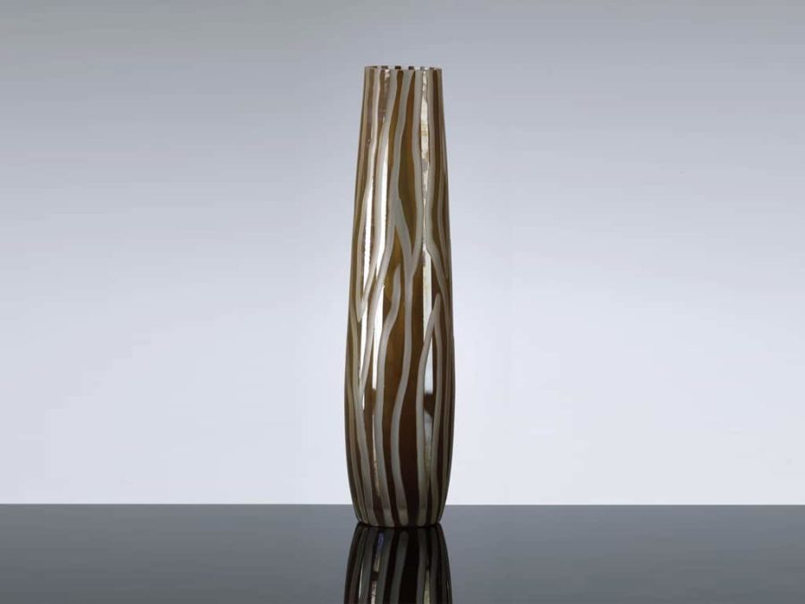 Cyan Mocha Etched Vase MED