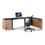 Enjoy modern contemporary home furniture like this adjustable sitting / standing desk from BDI.