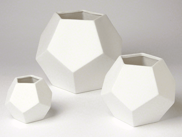 Global Views Large Faceted Vase-White
