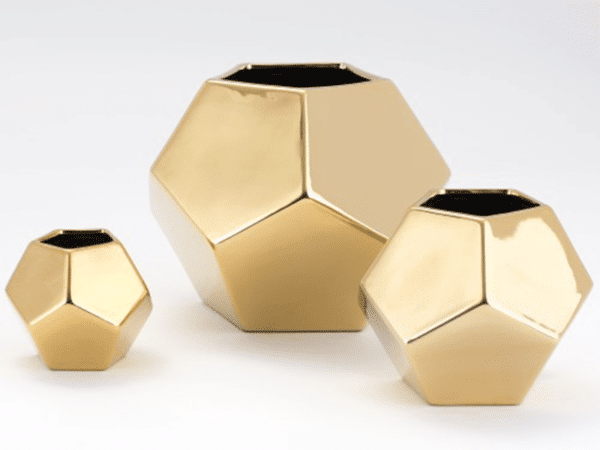 Global Views Large Faceted Vase-Gold