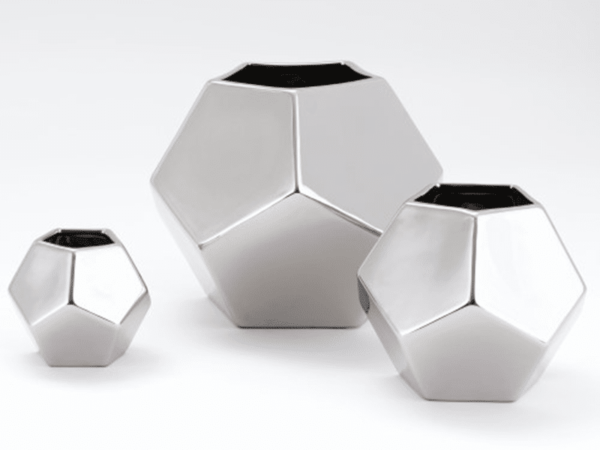 Global Views Large Faceted Vase-Silver