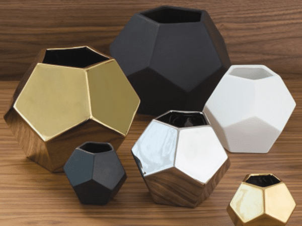 Global Views Large Faceted Vase-Gold