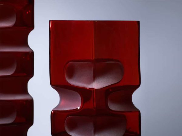 Cyan Ruby Etched Vase LRG