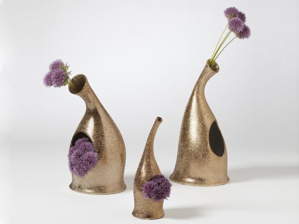 Global Views Lorca Vase Gold Dots-Mini