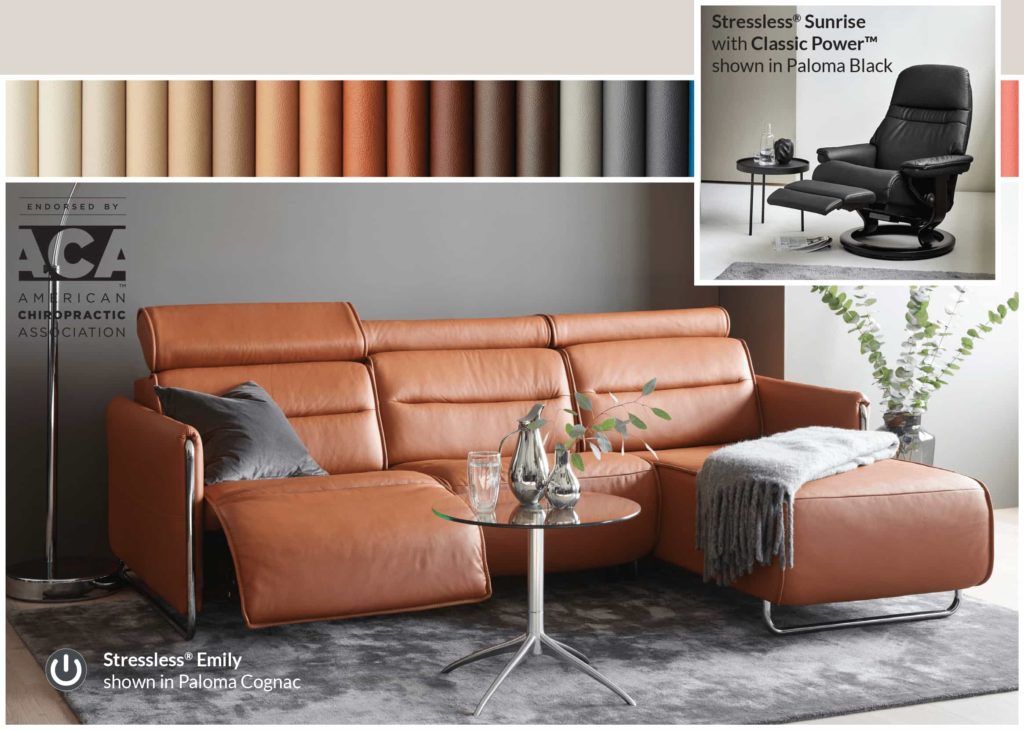 stressless emily sofa and sunrise recliner