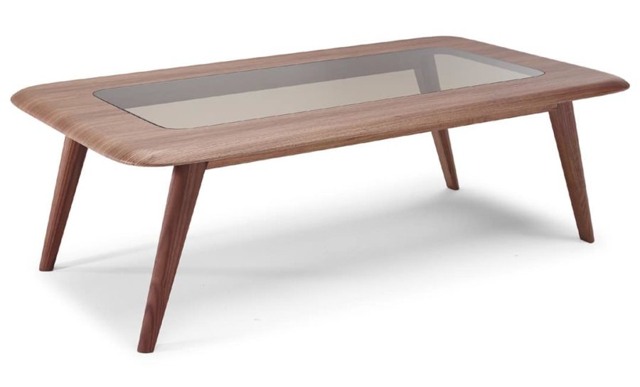 natuzzi editions chianti rectangular central table with glass top walnut finish