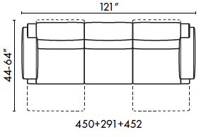 schematics for Natuzzi Italia Iago 3 cushion sofa with 2 recliners