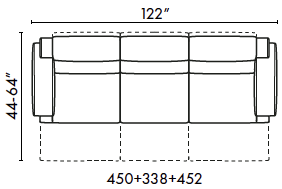 schematics for Natuzzi Italia Iago 3 cushion sofa with 3 recliners