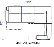 schematics for Natuzzi Italia Iago 4 piece sectional with 2 recliners
