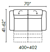 Natuzzi Italia Diesis 2-cushion sofa with recliners