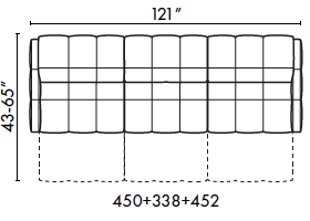 schematics for Natuzzi Italia Philo 3-cushion sofa with 3 recliners