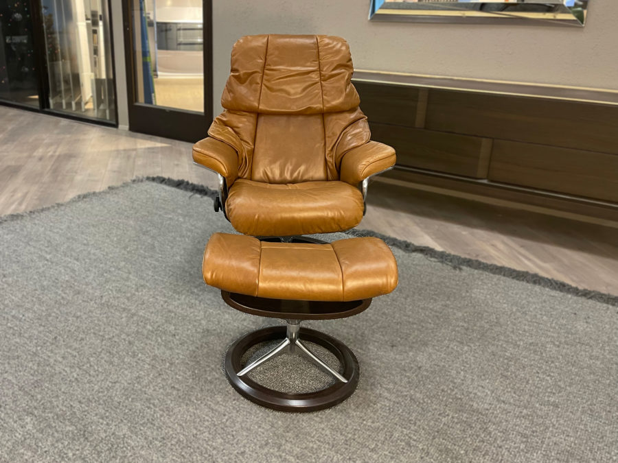 Stressless® Reno Signature Small Olive Brown Front View