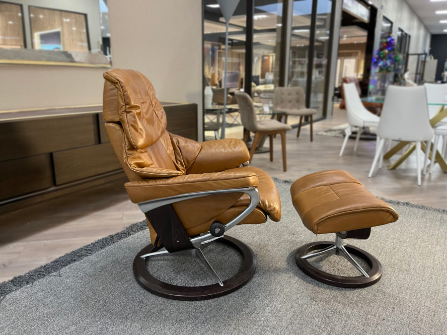 Stressless® Reno Signature Small Olive Brown Side View