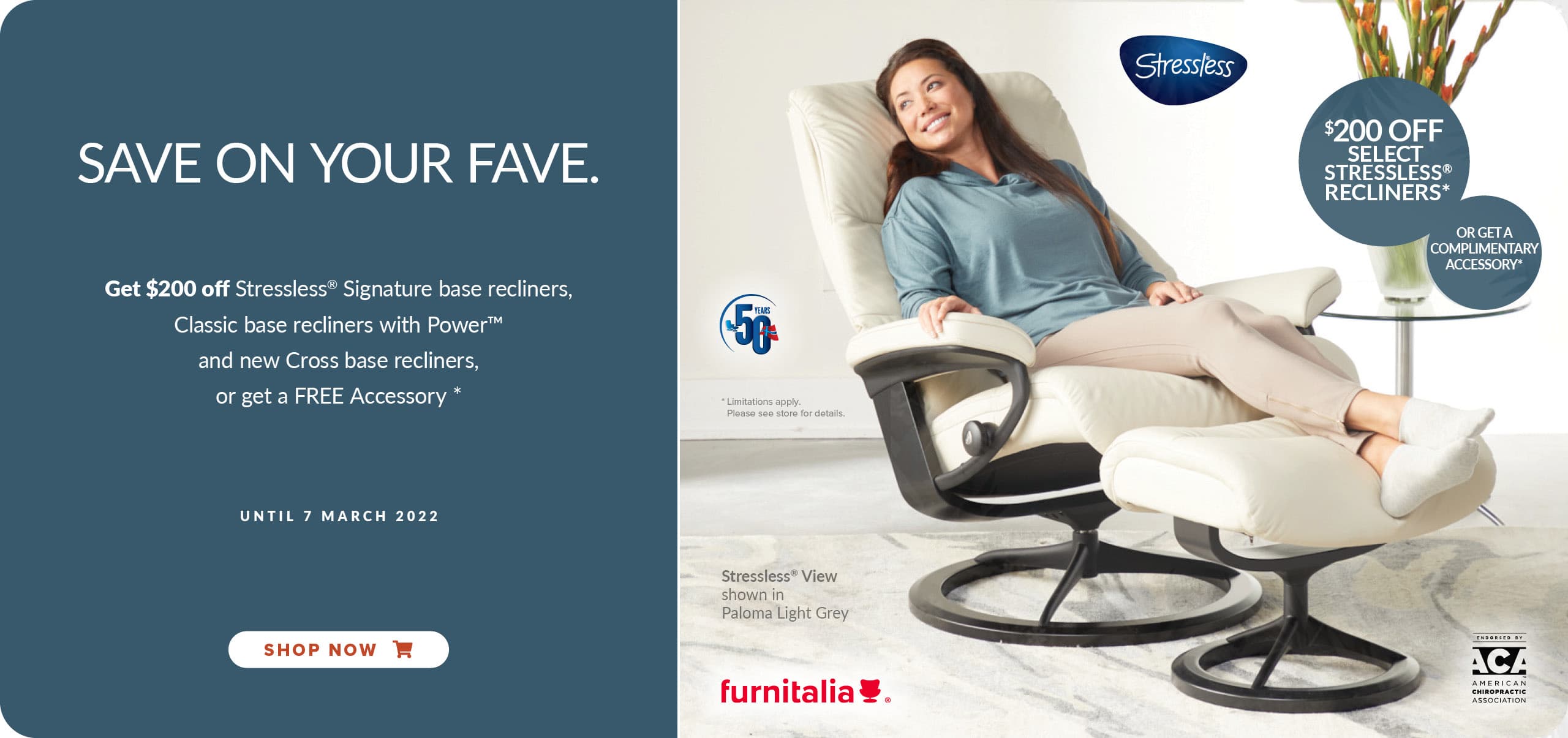 Stressless® Base Plus Promo: Save $200 OFF select recliners Or get a free Accessory