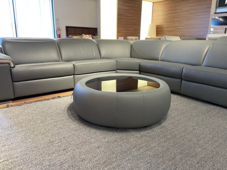 Estro Milano Zefiro Round Ottoman Grey - Image 3