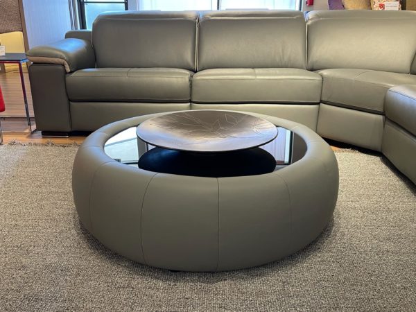 Estro Milano Zefiro Round Ottoman Grey