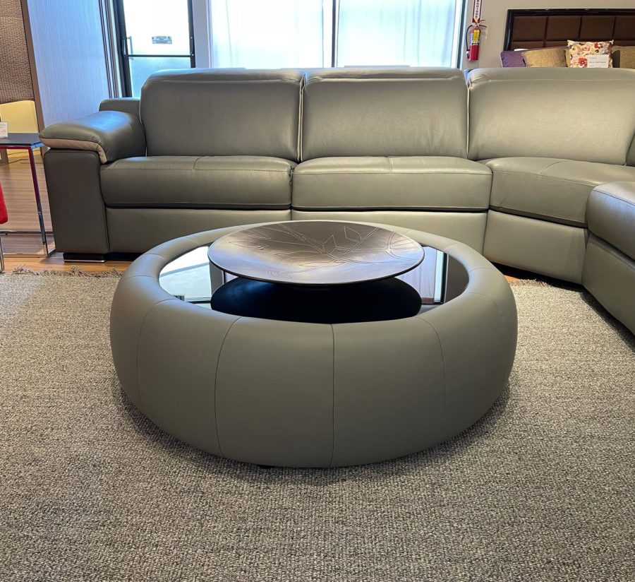 Estro Milano Zefiro Round Ottoman Grey - Image 2