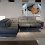 Estro Milano Arizona IS624 sectional dark grey showroom side view with recliners function