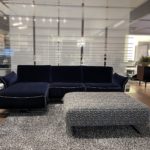 natuzzi italia milano sofa with chaise and ottoman - room frontal view