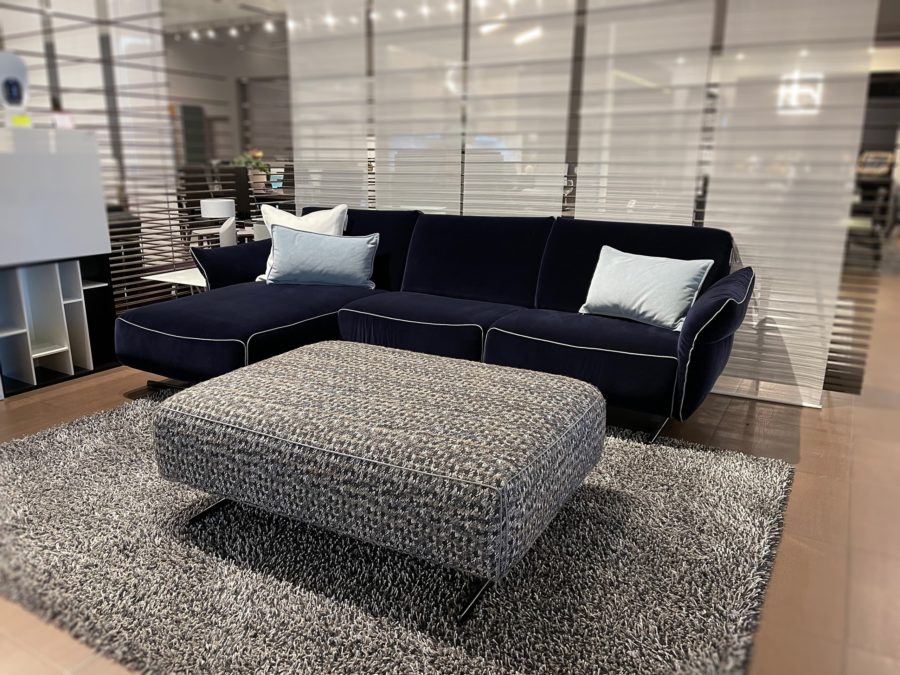 natuzzi italia milano sofa with chaise and ottoman - room side view