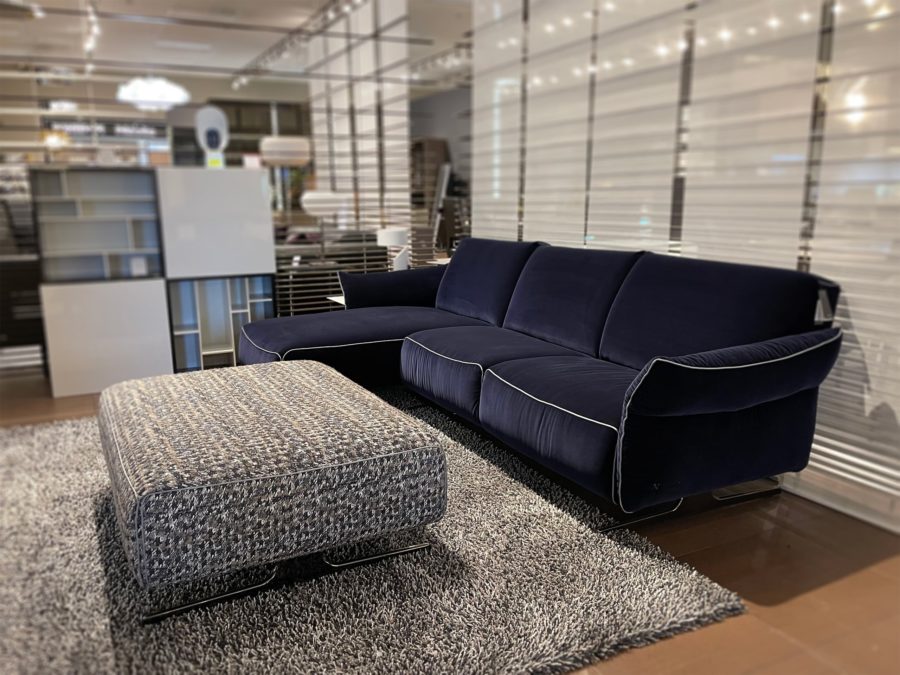 natuzzi italia milano sofa with chaise and ottoman - room corner view