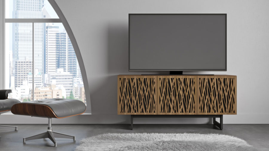 Elements 8777 Media Console Wheat Natural Walnut - Room View