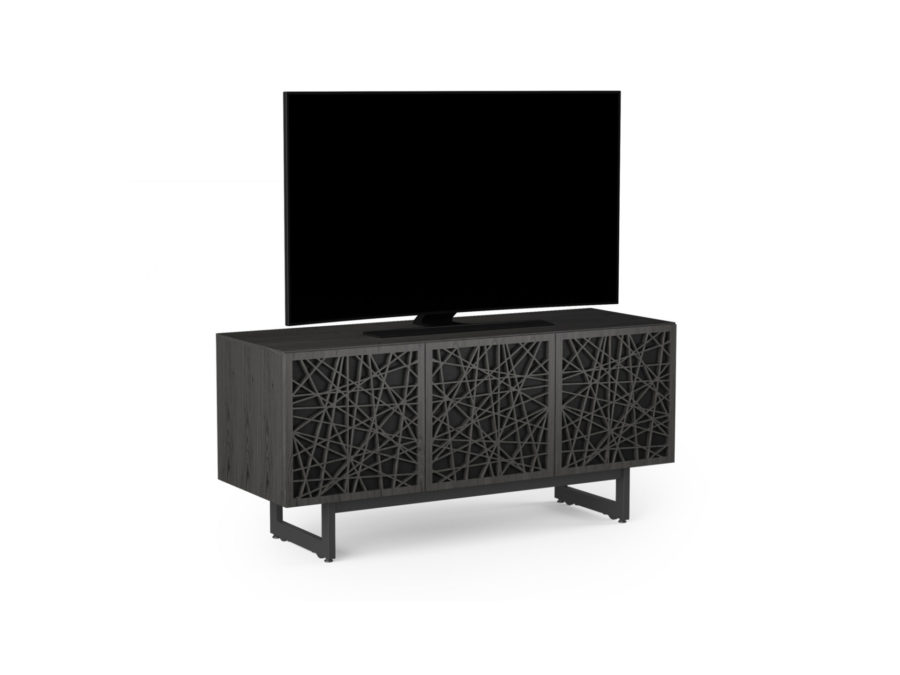Elements Media Console 8777 BDI Ricochet Charcoal - side view with TV