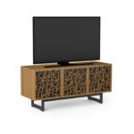 Elements Media Console 8777 BDI Ricochet Natural Walnut - side view with TV