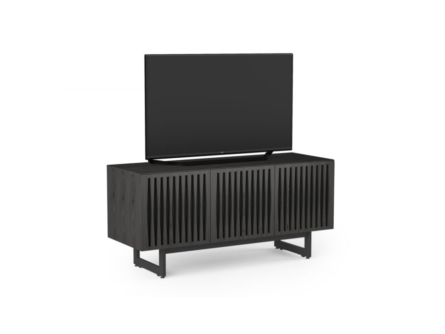 Elements 8777 Media Console Tempo Charcoal - side view with TV