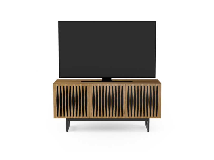 Elements 8777 Media Console Tempo Natural Walnut - front view with TV
