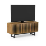 Elements 8777 Media Console Tempo Natural Walnut - side view with TV