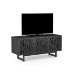 Elements 8777 Media Console Wheat Charcoal - side view with TV