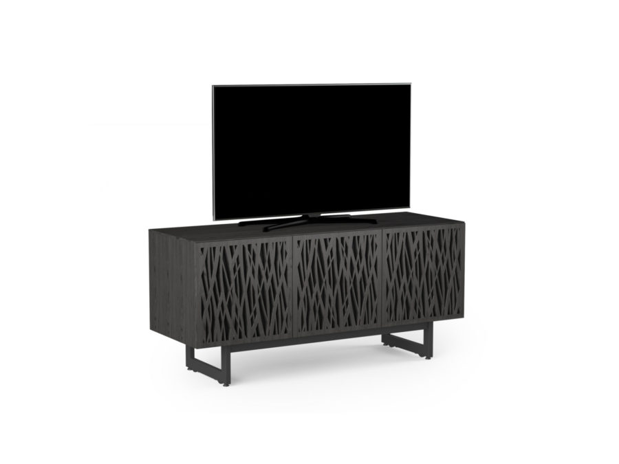 Elements 8777 Media Console Wheat Charcoal - side view with TV