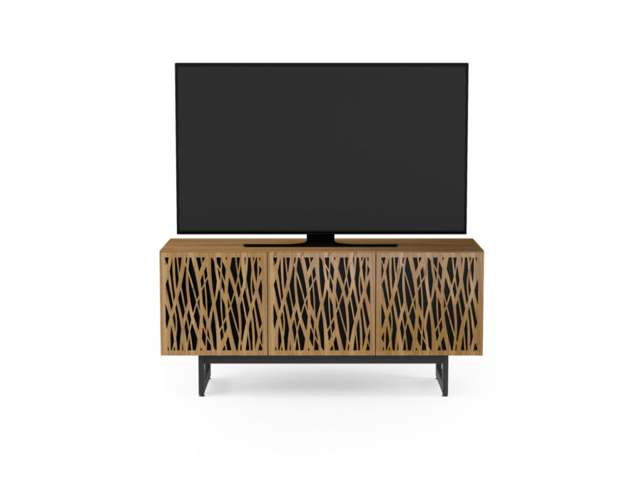 Elements 8777 Media Console Wheat Natural Walnut - front view with TV