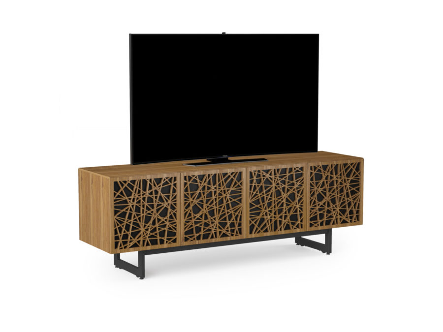 Elements 8779 Media Console Ricochet Natural Walnut - side view with TV