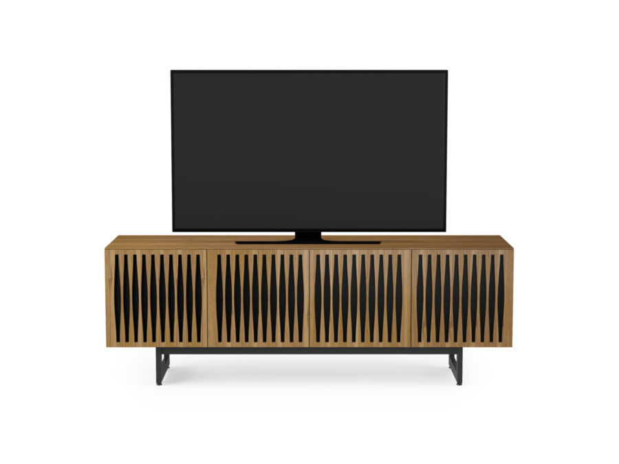 Elements 8779 Media Console Tempo Natural Walnut - front view with TV
