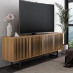 Elements 8779 Media Console Tempo Natural Walnut - room view with TV