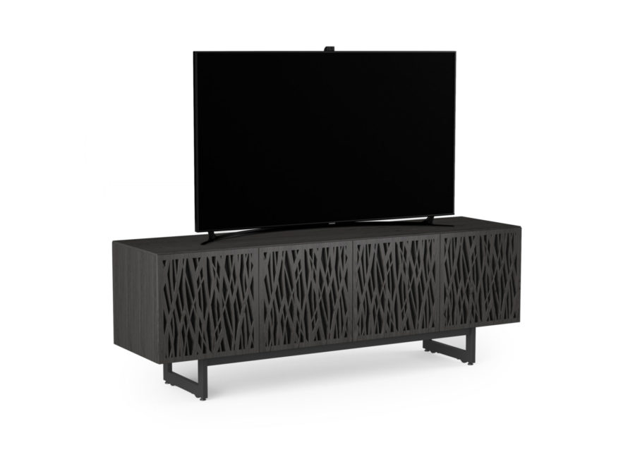 Elements 8779 Media Console Wheat Charcoal - side view with TV
