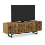 Elements 8779 Media Console Wheat Natural Walnut - side view with TV