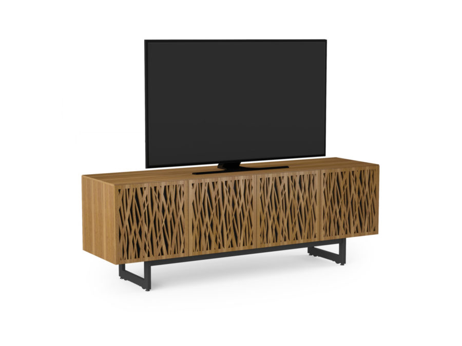 Elements 8779 Media Console Wheat Natural Walnut - side view with TV