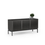 Elements Storage Console 8777 BDI Tempo Charcoal - side view with accessories