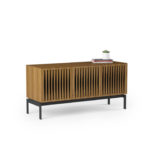 Elements Storage Console 8777 BDI Tempo Walnut - side view with accesories