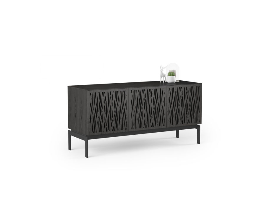 Elements Storage Console 8777 BDI Wheat Charcoal - side view with accessories