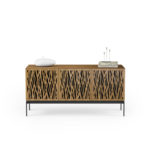 Elements Storage Console 8777 BDI Wheat Walnut - front view with accessories