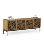 Elements 8779 Storage Console Ricochet Natural Walnut - side view with accessories